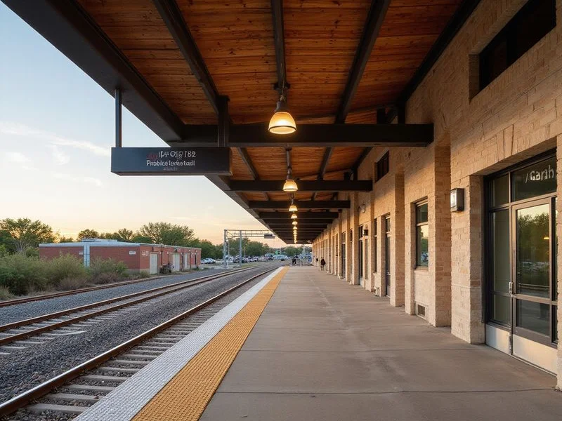 Commuter rail platform at Fort Worth Central Station in evening light