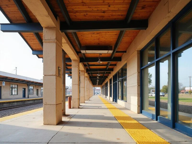 Fort Worth Central Station platform canopy in morning light