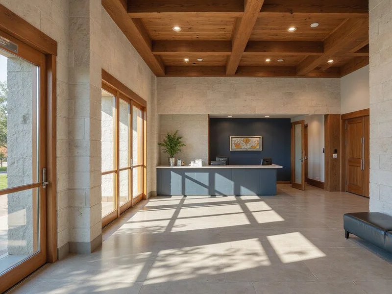 Leasing office lobby in a new Fort Worth apartment community