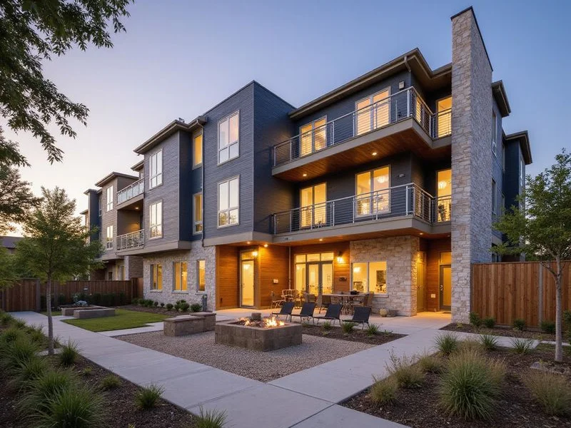 New four-story apartment community with a courtyard in Fort Worth