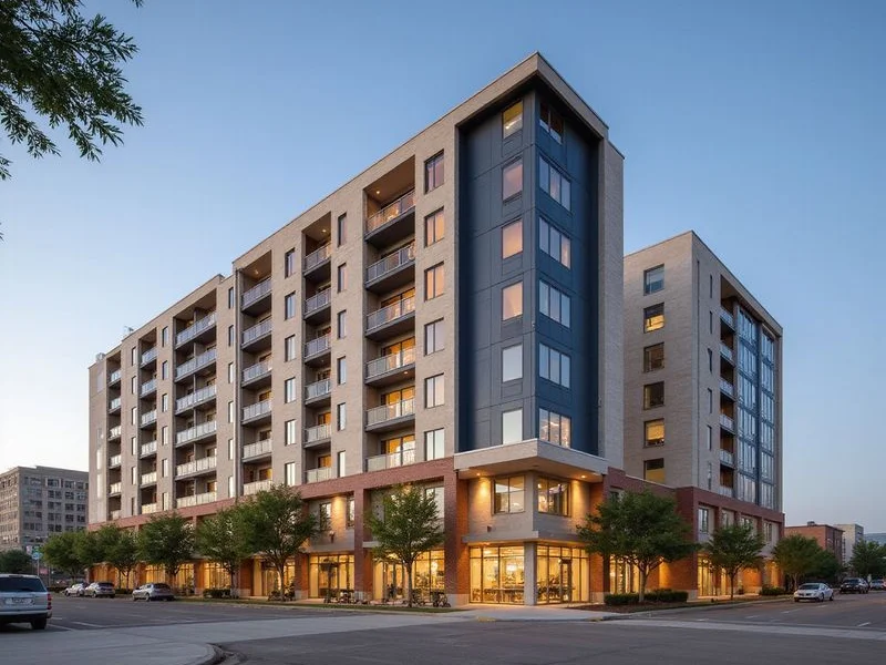 New mid-rise podium apartment building near Downtown Fort Worth