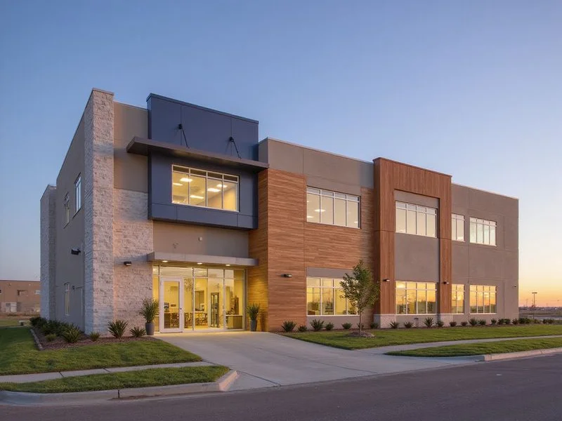 Logistics landscape near AllianceTexas at golden hour