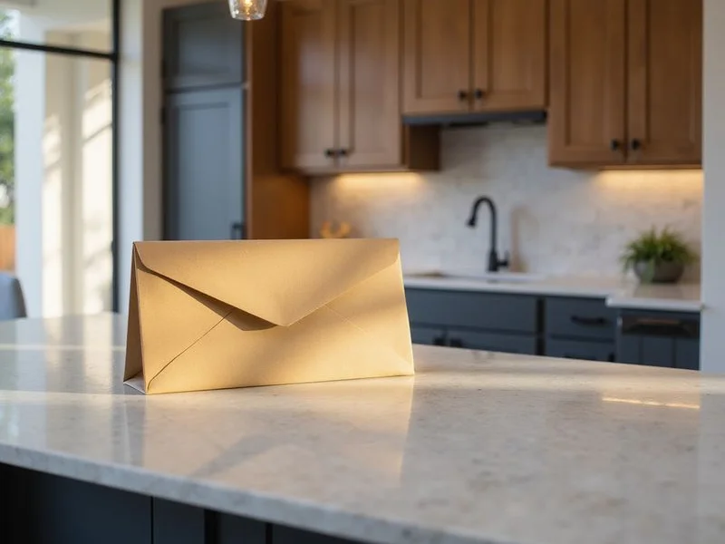 Renewal letter on a kitchen island in a new Mansfield apartment
