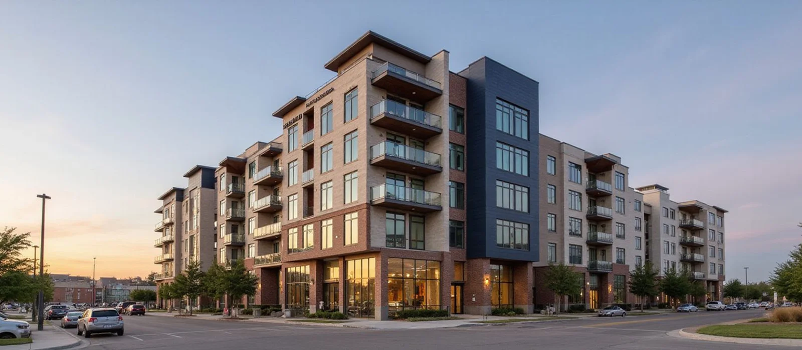 New mid-rise apartment building in Arlington near the Entertainment District